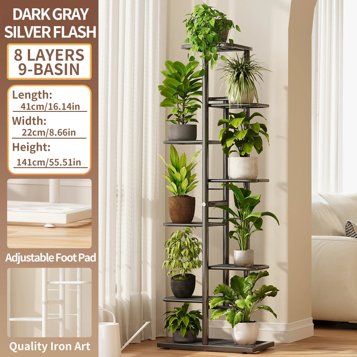 8-Tier Rolling Plant Stand
